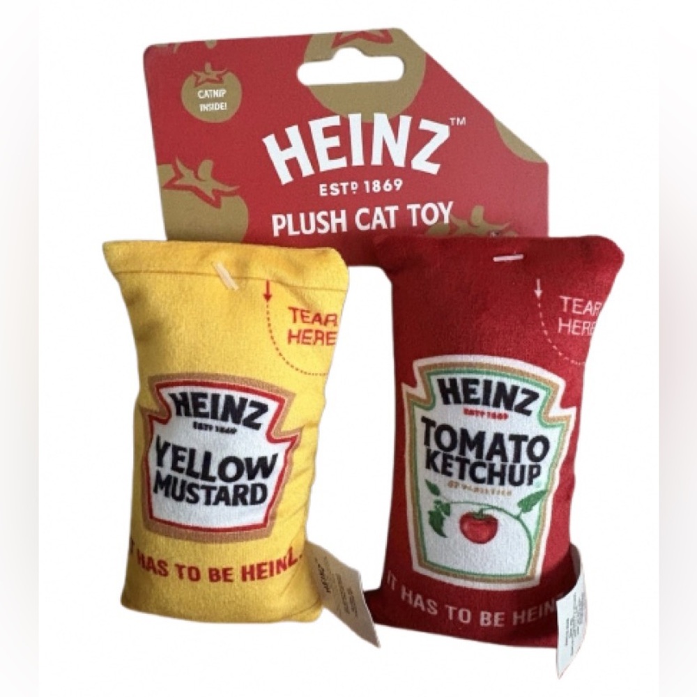 Heinz Plush Cat Toy Set - Red and Yellow